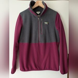 L.L. Bean Small 1/4 Zip Up Gray and Berry Purple Fleece Sweatshirt
